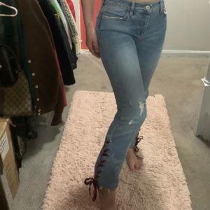 Anthropologie Women's Blue and Burgundy Jeans Size 29